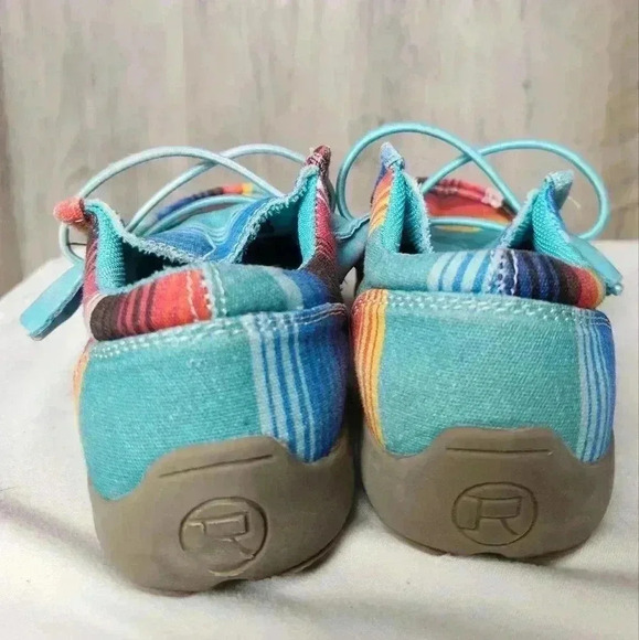 Roper Youth Blue Aztec 'CHILLIN SERAPE' SLIP-ON MOCCASINS SHOES Size 10 - Picture 7 of 8